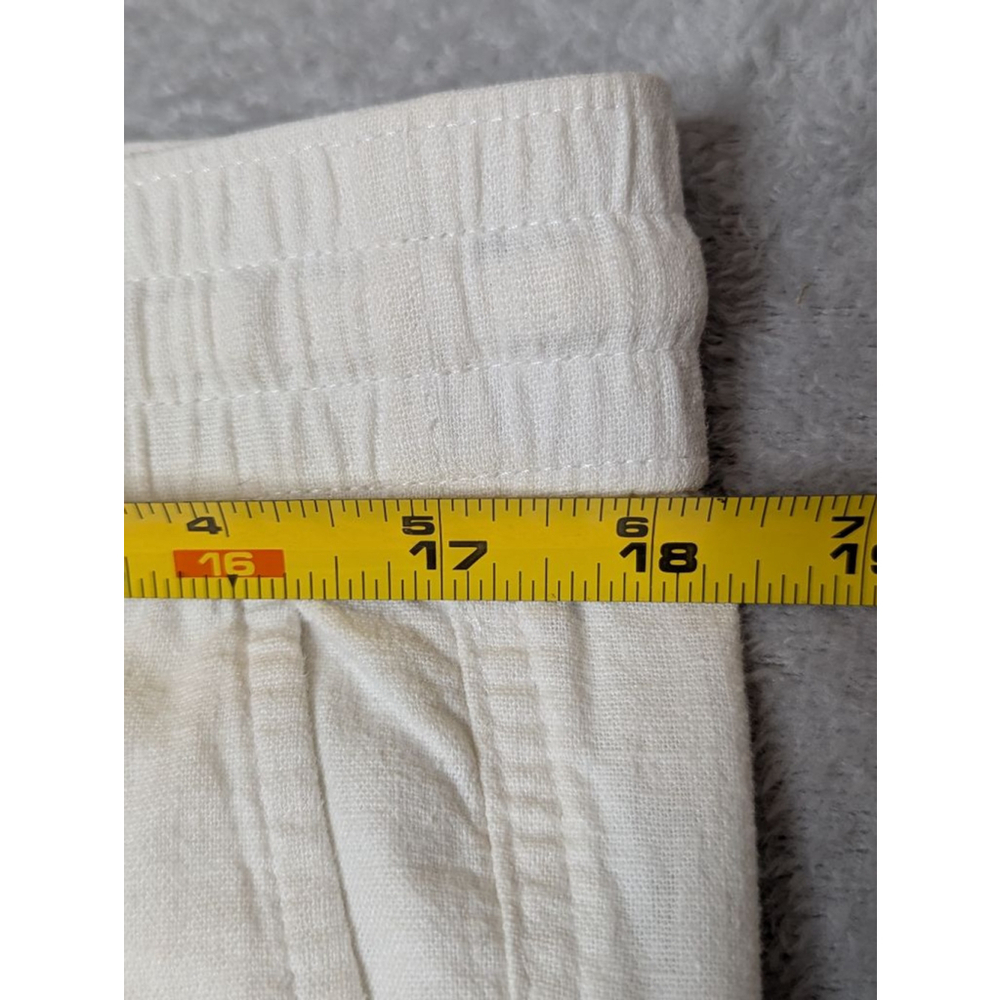 Ann Taylor Factory Pants Women's L White Linen Blend Drawstring Pants - Picture 7 of 7